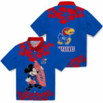 Surfing Mickey Blue Kansas Jayhawks Hawaiian Shirt
