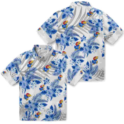 Hibiscus Palm Leaves Blue White Kansas Jayhawks Hawaiian Shirt