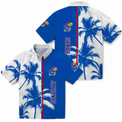 Palm Trees Blue White Kansas Jayhawks Hawaiian Shirt