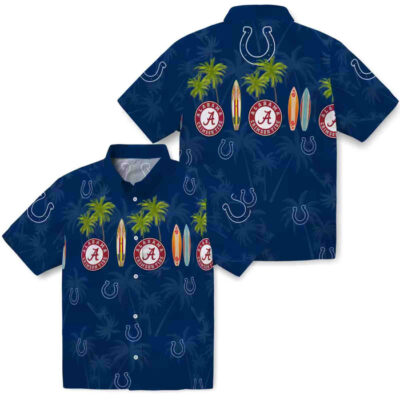 Surfboard Palm Blue Indianapolis Colts Hawaiian Shirt