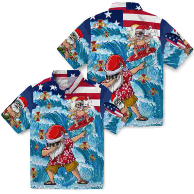 Surfing Santa Blue Iowa State Cyclones Hawaiian Shirt