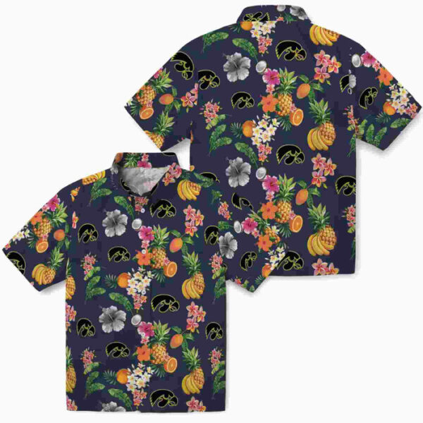 Hibiscus And Fruit Navy Blue Iowa Hawkeyes Hawaiian Shirt