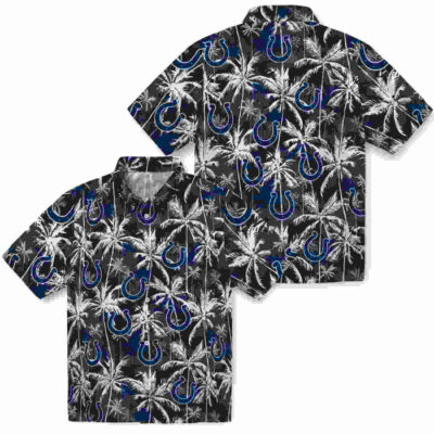 Palm Pattern Blue Black Indianapolis Colts Hawaiian Shirt