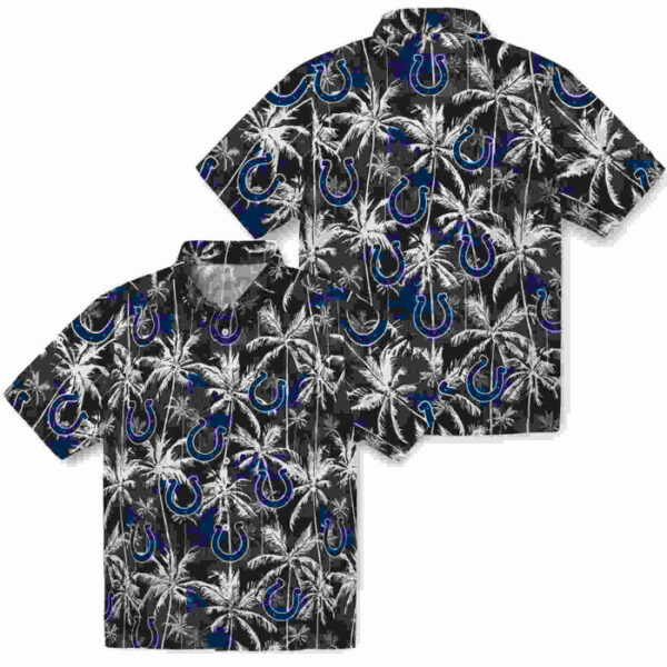 Palm Pattern Blue Black Indianapolis Colts Hawaiian Shirt