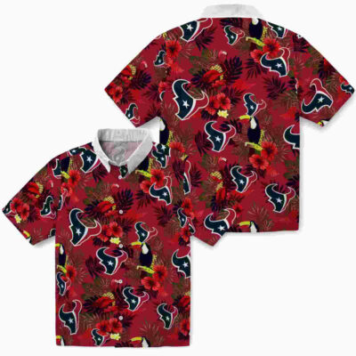 Floral Toucan Blue Red Houston Texans Hawaiian Shirt