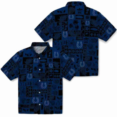 Tropical Patchwork Blue Black Indianapolis Colts Hawaiian Shirt