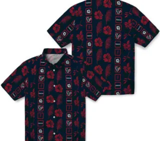 Framed Floral Blue Houston Texans Hawaiian Shirt