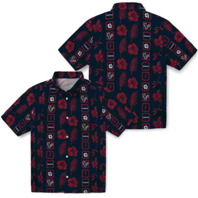 Framed Floral Blue Houston Texans Hawaiian Shirt
