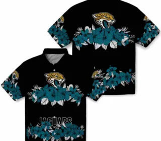 Hibiscus Stripe Teal Black Jacksonville Jaguars Hawaiian Shirt