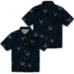 Tropical Patchwork Blue Black Houston Texans Hawaiian Shirt