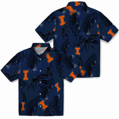 Palm Leaf Blue Illinois Fighting Illini Hawaiian Shirt