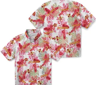 Tropical Leaves Red White Iowa State Cyclones Hawaiian Shirt