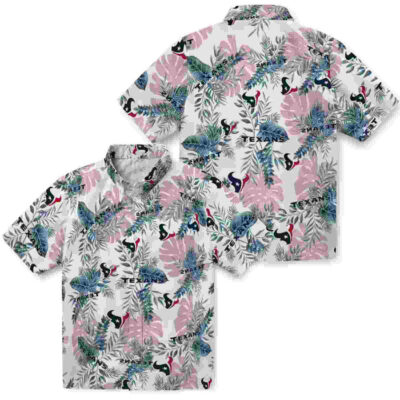 Tropical Leaves Blue White Houston Texans Hawaiian Shirt