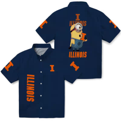 Stuart Minion Blue Illinois Fighting Illini Hawaiian Shirt