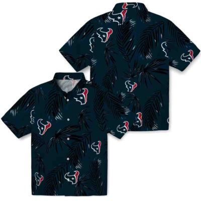 Palm Leaf Blue Houston Texans Hawaiian Shirt