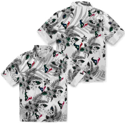 Hibiscus Palm Leaves Blue White Houston Texans Hawaiian Shirt