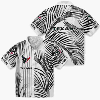 Palm Stripes Blue Black White Houston Texans Hawaiian Shirt