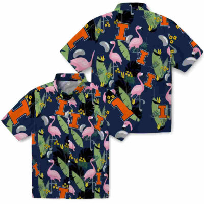 Flamingo Leaves Blue Illinois Fighting Illini Hawaiian Shirt