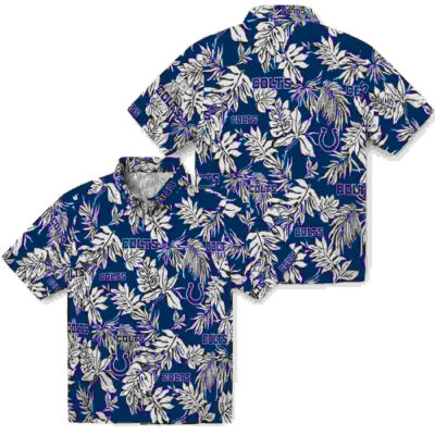 Tropical Leaf Blue White Indianapolis Colts Hawaiian Shirt