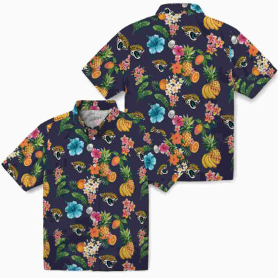 Hibiscus And Fruit Navy Blue Jacksonville Jaguars Hawaiian Shirt