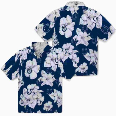 Hibiscus Blooms Blue White Indianapolis Colts Hawaiian Shirt