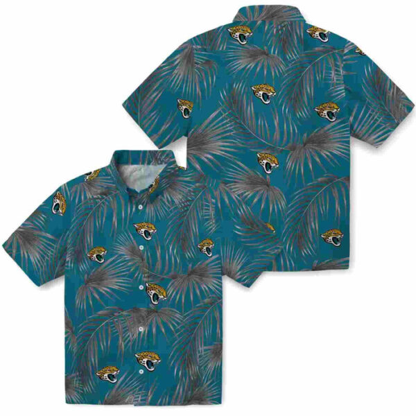 Leafy Palms Teal Jacksonville Jaguars Hawaiian Shirt