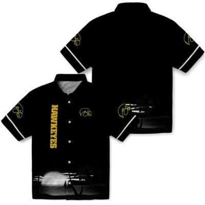 Beach Sunset Black Iowa Hawkeyes Hawaiian Shirt