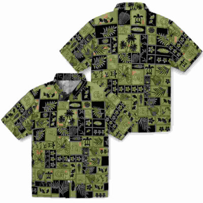 Tropical Patchwork Gold Black Georgia Tech Yellow Jackets Hawaiian Shirt