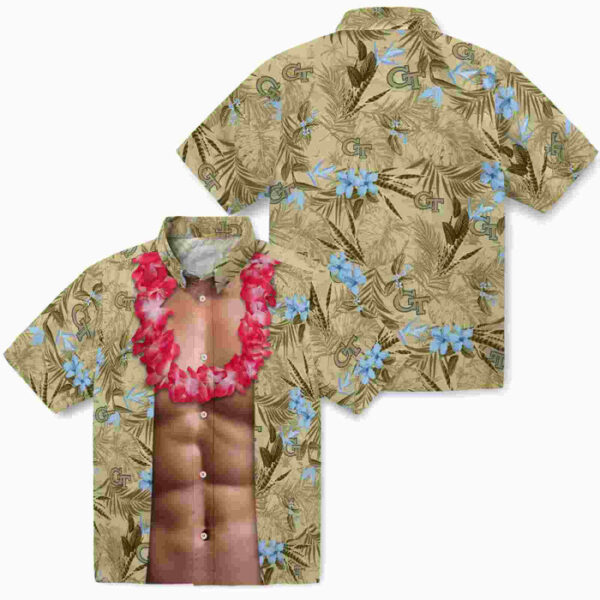 Chest Illusion Gold Georgia Tech Yellow Jackets Hawaiian Shirt