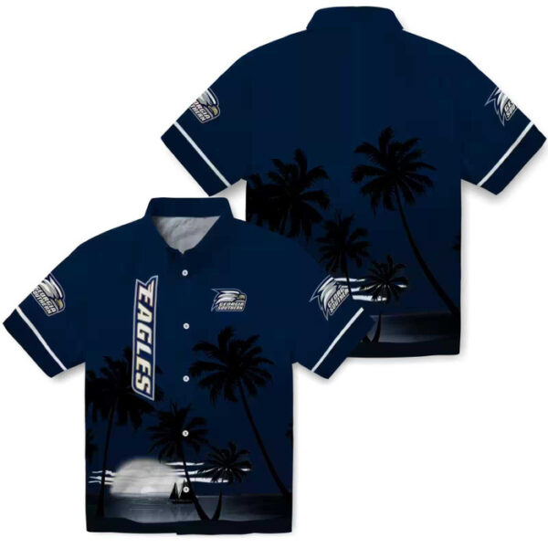 Beach Sunset Blue Black Georgia Southern Eagles Hawaiian Shirt