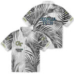 Palm Stripes Gold Black White Georgia Tech Yellow Jackets Hawaiian Shirt