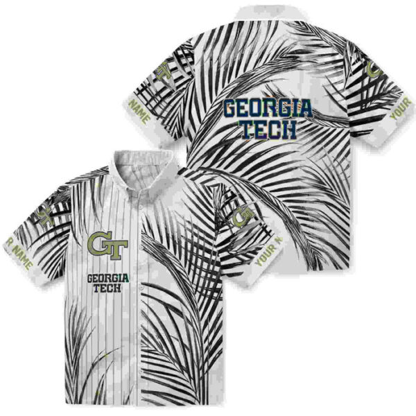 Palm Stripes Gold Black White Georgia Tech Yellow Jackets Hawaiian Shirt