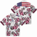 Patriotic Hibiscus Design Garnet White Florida State Seminoles Hawaiian Shirt