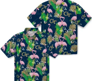 Flamingo Foliage Gold Green Georgia Tech Yellow Jackets Hawaiian Shirt