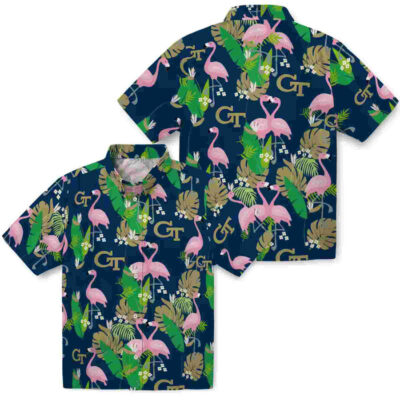 Flamingo Foliage Gold Green Georgia Tech Yellow Jackets Hawaiian Shirt