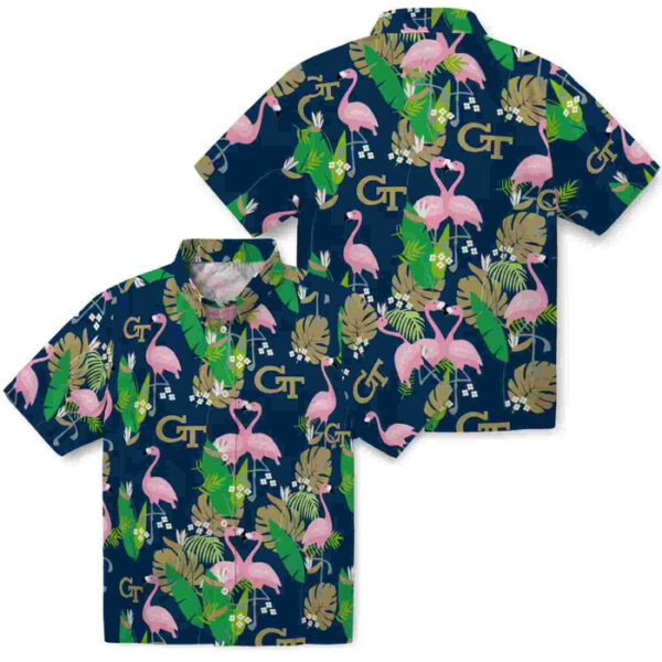Flamingo Foliage Gold Green Georgia Tech Yellow Jackets Hawaiian Shirt