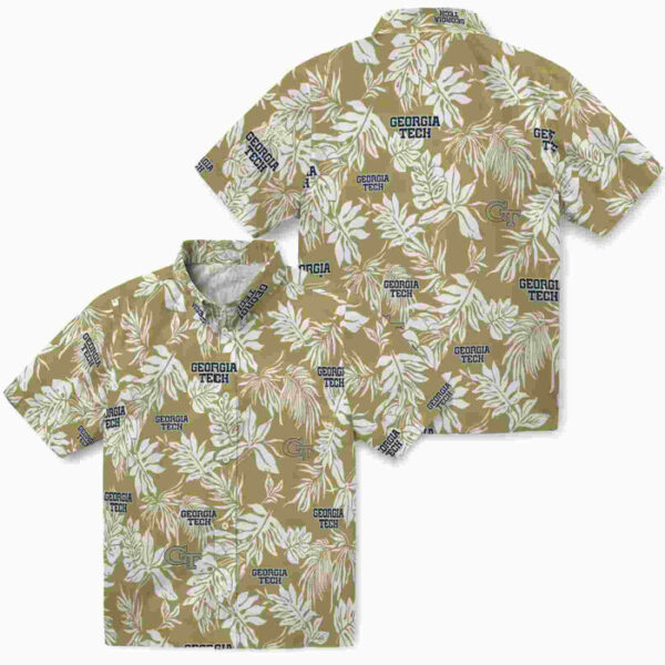 Tropical Leaf Gold White Georgia Tech Yellow Jackets Hawaiian Shirt