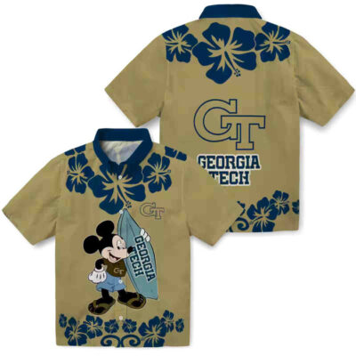 Surfing Mickey Gold Georgia Tech Yellow Jackets Hawaiian Shirt