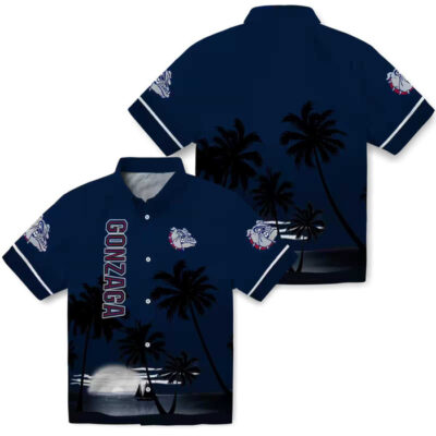 Beach Sunset Blue Black Gonzaga Bulldogs Hawaiian Shirt