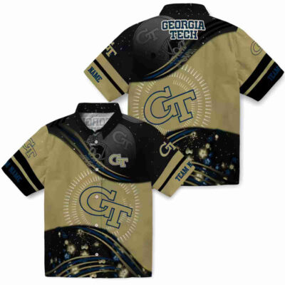 Football Wave Gold Black Georgia Tech Yellow Jackets Hawaiian Shirt