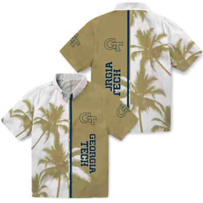 Palm Trees Gold White Georgia Tech Yellow Jackets Hawaiian Shirt