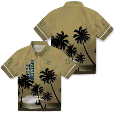 Beach Sunset Gold Black Georgia Tech Yellow Jackets Hawaiian Shirt