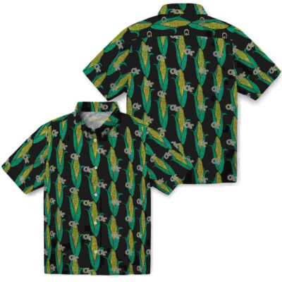 Corn Motifs Black Green Georgia Tech Yellow Jackets Hawaiian Shirt