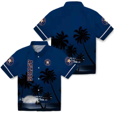 Beach Sunset Blue Black Houston Astros Hawaiian Shirt