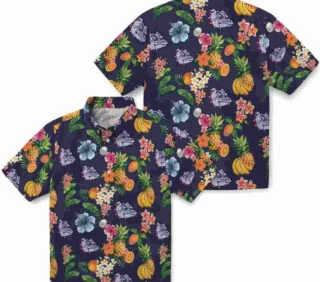 Hibiscus And Fruit Navy Blue Gonzaga Bulldogs Hawaiian Shirt