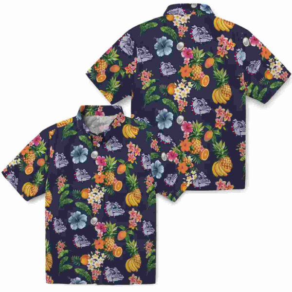 Hibiscus And Fruit Navy Blue Gonzaga Bulldogs Hawaiian Shirt