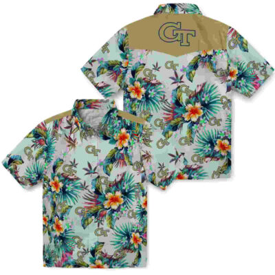 Tropical Foliage Green Georgia Tech Yellow Jackets Hawaiian Shirt