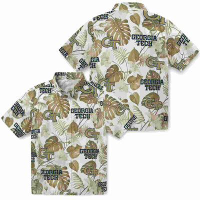 Tropical Plants Gold White Georgia Tech Yellow Jackets Hawaiian Shirt