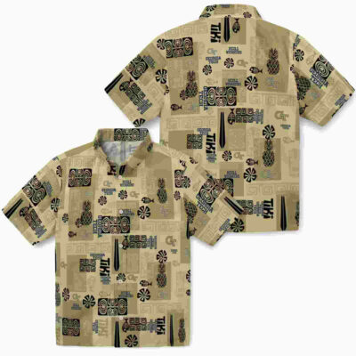 Tribal Symbols Gold Georgia Tech Yellow Jackets Hawaiian Shirt