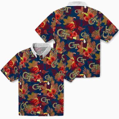 Floral Toucan Gold Red Georgia Tech Yellow Jackets Hawaiian Shirt
